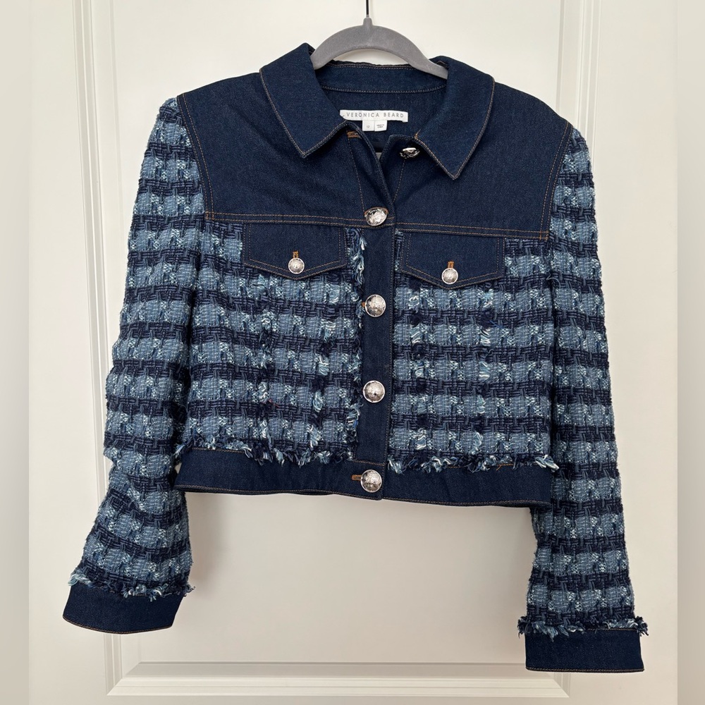 Veronica Beard Navy and Blue Jean Jacket